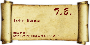 Tohr Bence névjegykártya